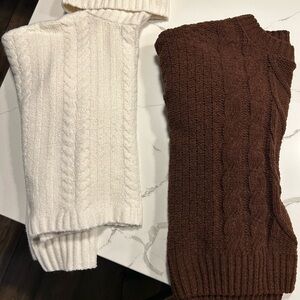 DOUBLE ZERO Spicy Small Cream Cowl Sweater AND PINK ROSE Size M Brown Sweater